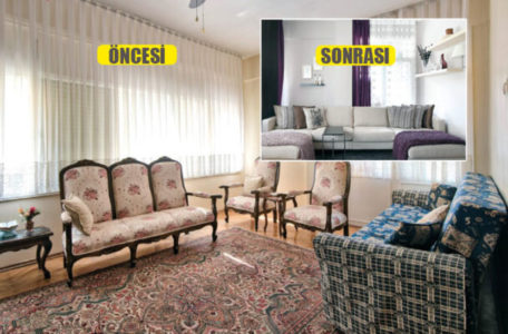 Öncesi sonrası fotoğraflarla kışa hazır samimi bir salon