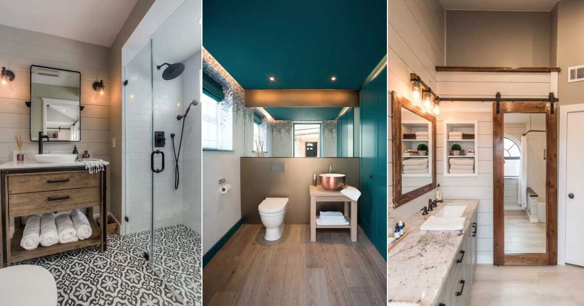 Modern kır evi stilinde banyo dekorasyonu örnekleri: 15 muhteşem banyo