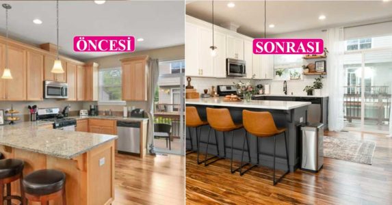 Öncesi &#8211; sonrası: Tamamen kendin yap adımlarıyla mutfağını yeniledi!